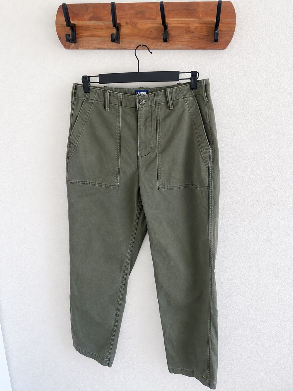 Lands’ End Women’s Olive Green Utility Straight Pants Size 12